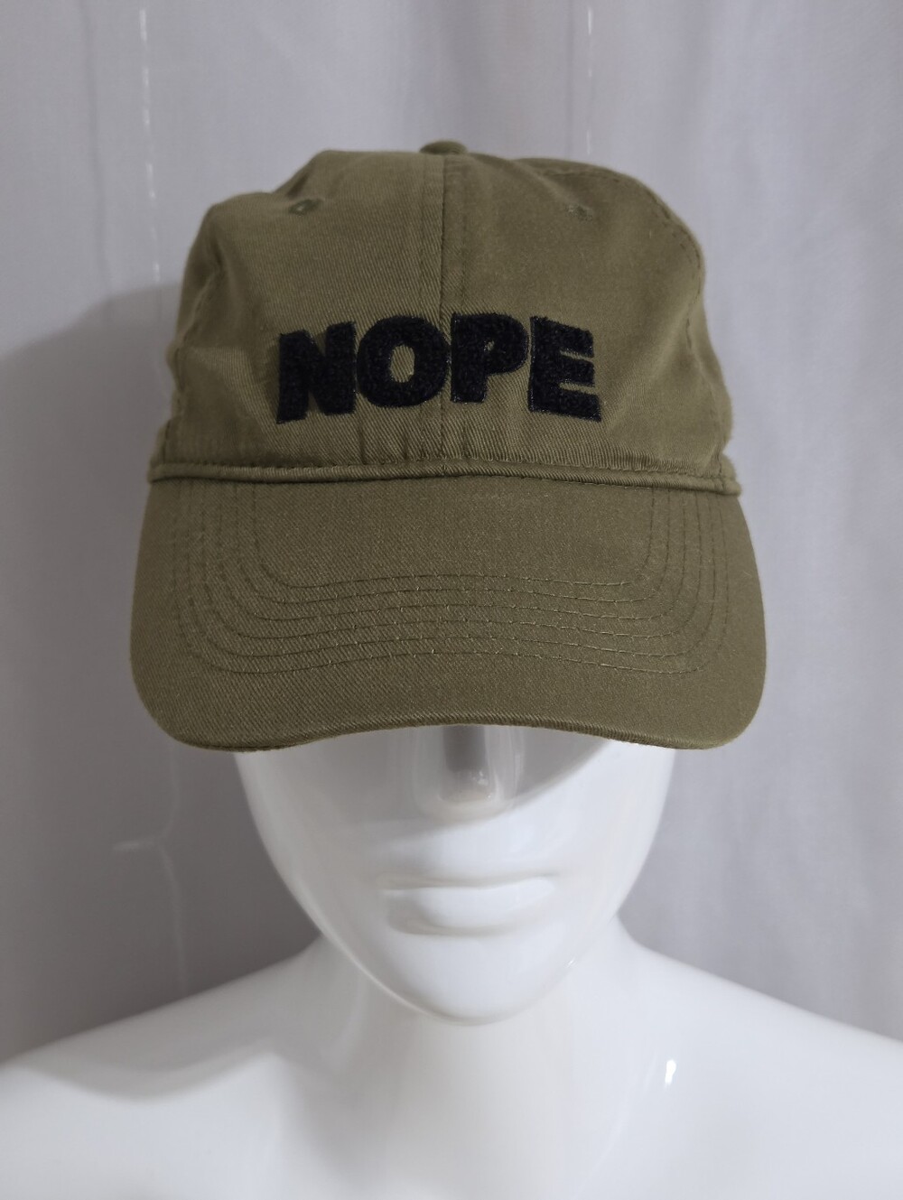 Army Green Adjustable Ball Cap With Fuzzy Raised NOPE